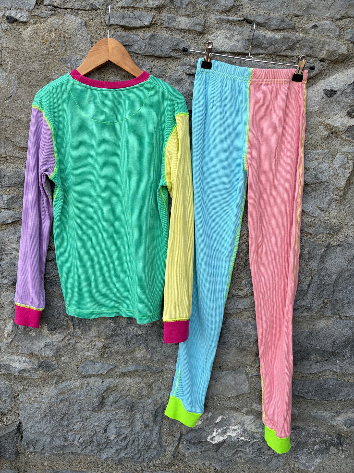 90's Dayglow waffle cotton pjs  8-10y (128-140cm)