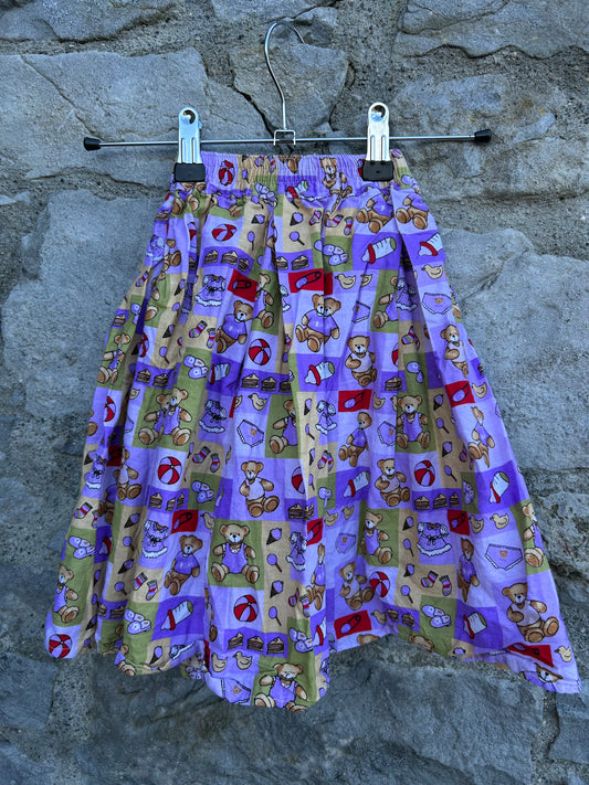 80s purple patchwork long skirt  2-3y (92-98cm)