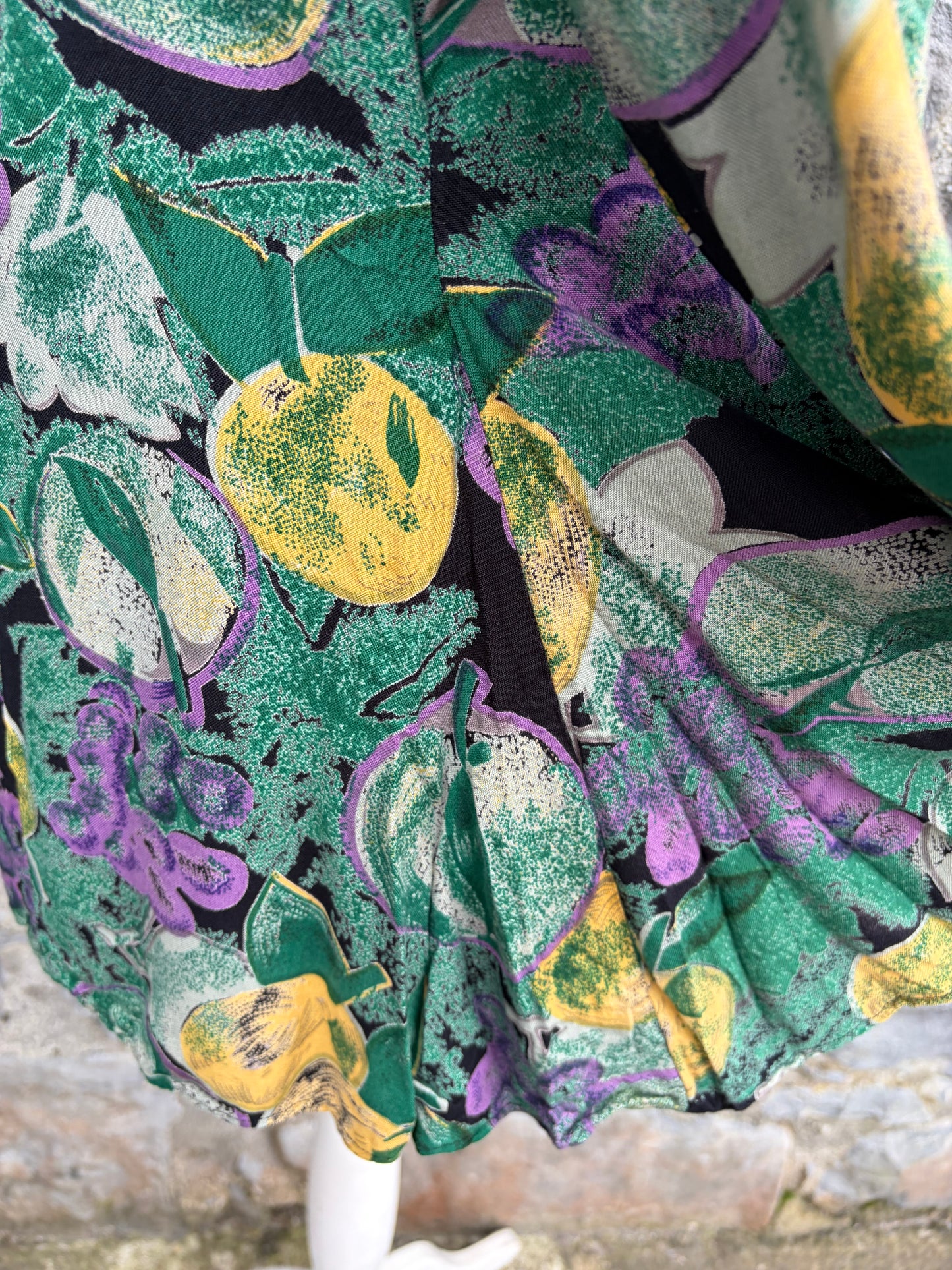 80s colourful fruit&flowers blouse uk 14