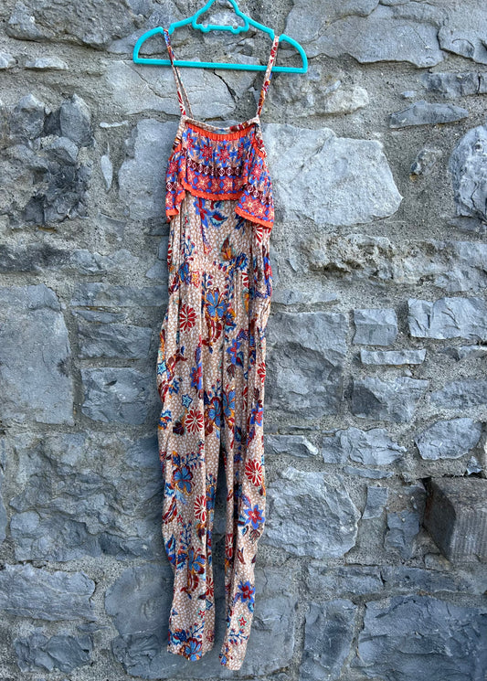 Floral brown jumpsuit  11-12y (146-152cm)