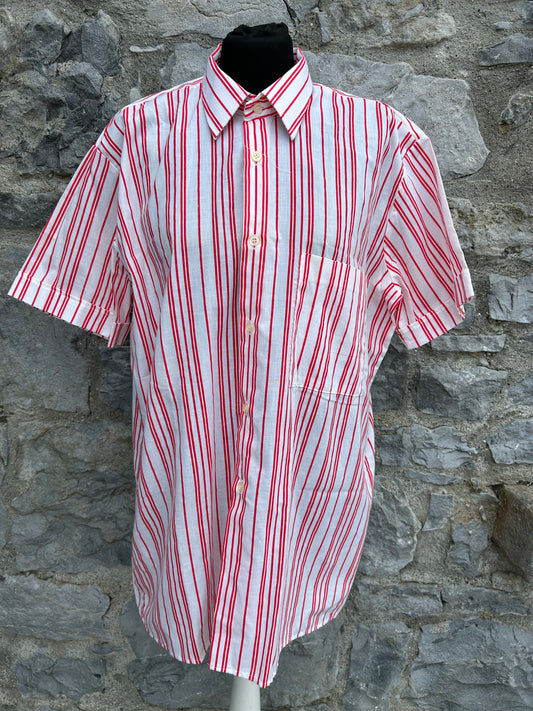 90s red stripy shirt M/L