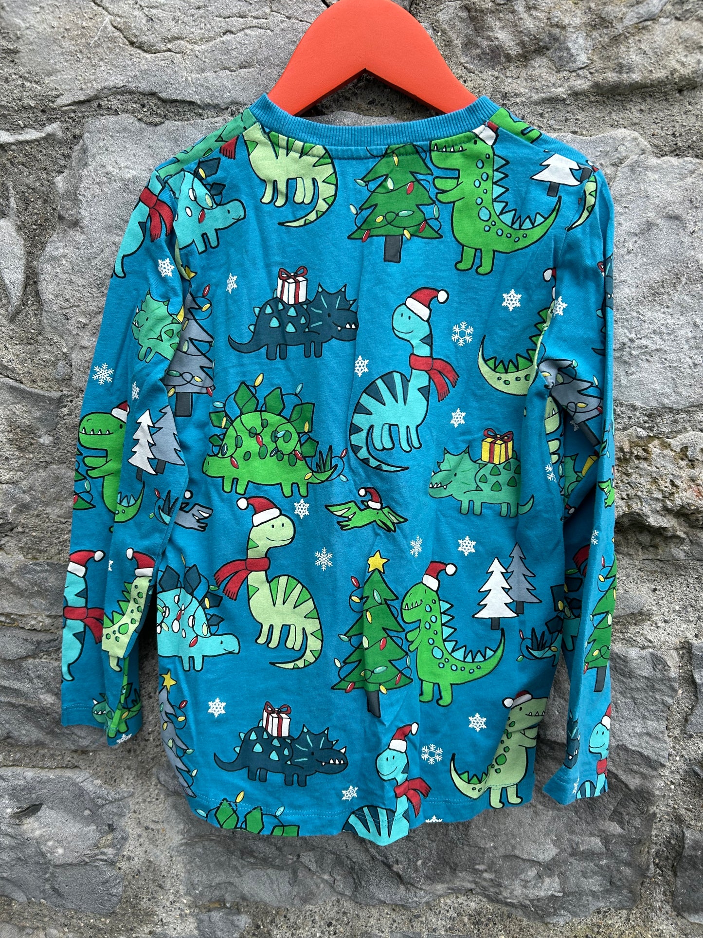 Christmas dinosaurs blue top 6-7y (116-122cm)