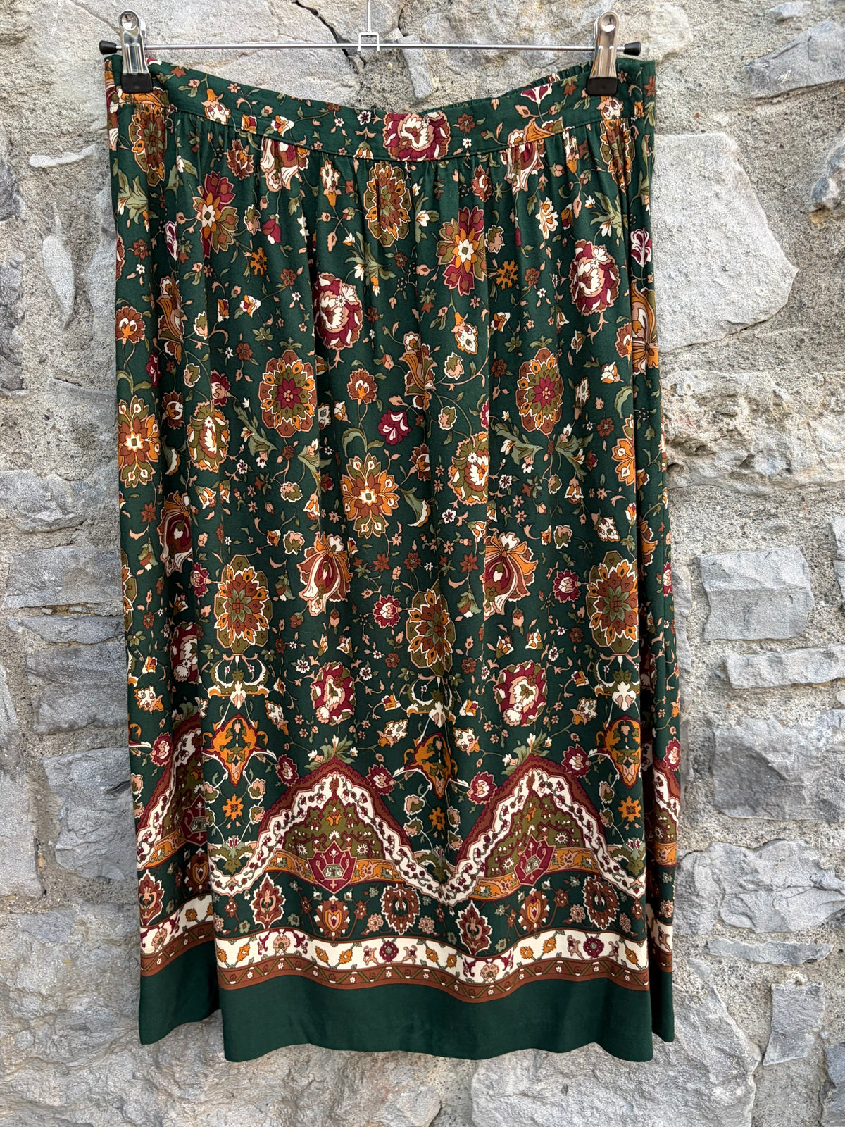 90s green floral skirt uk 14-16