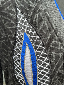 80s Grey&blue knitted dress uk 12-14