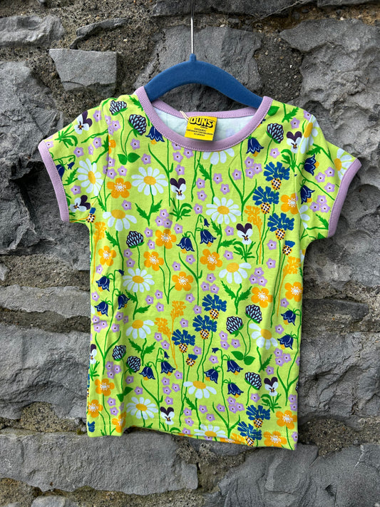 Lime green meadow T-shirt  2y (92cm)