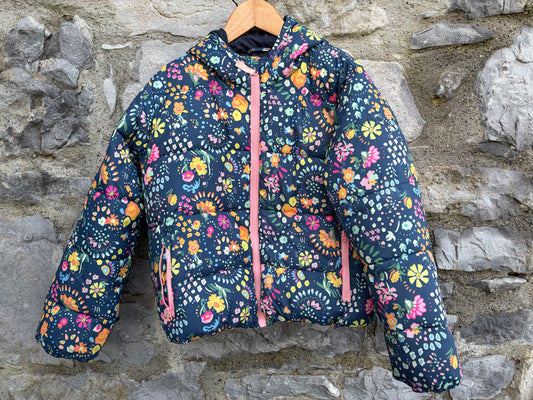 Blue floral puffy jacket  9-10y (134-140cm)