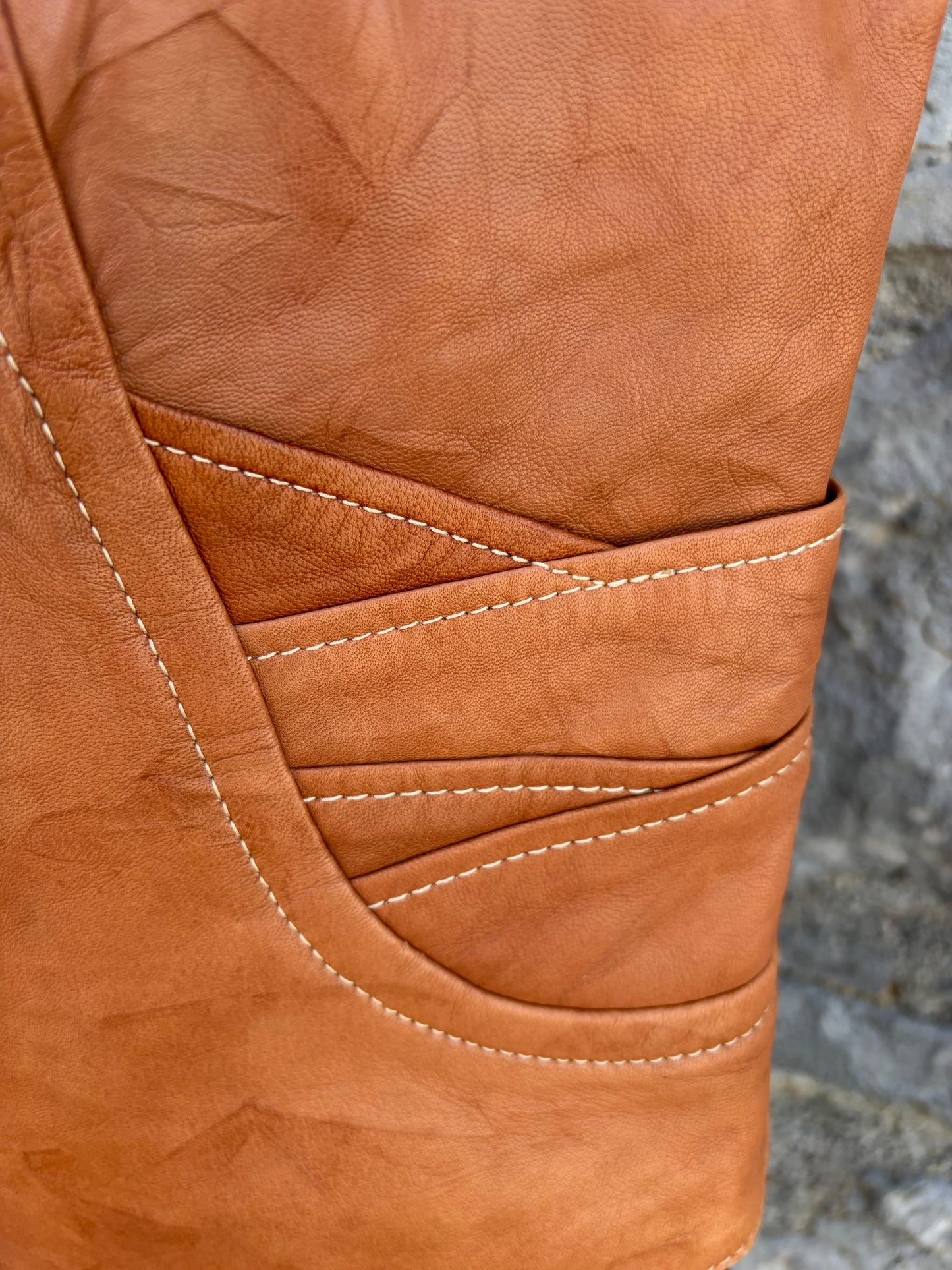 80s brown leather waistcoat Small