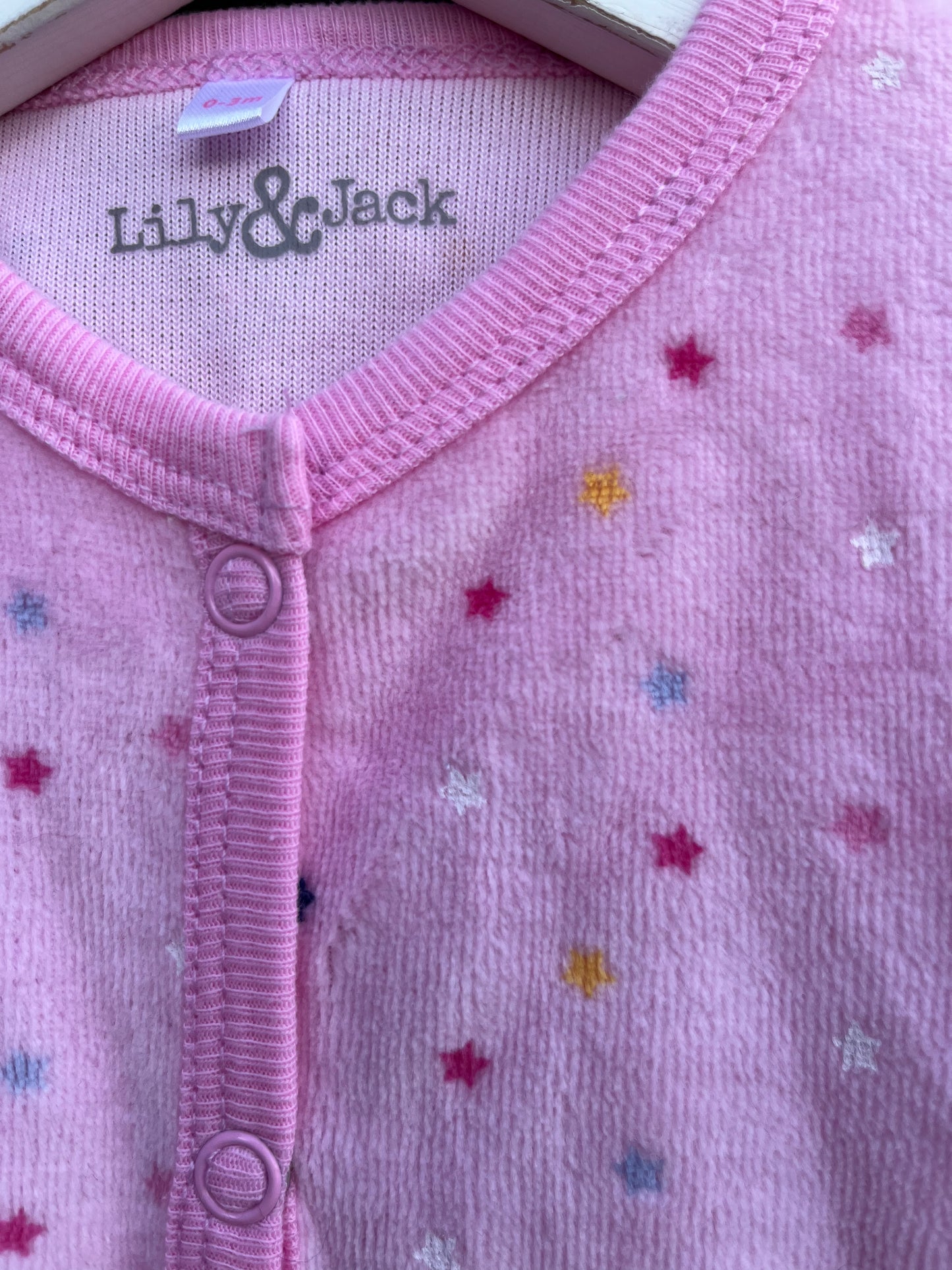 Pink velour onesie   0-3m (56-62cm)