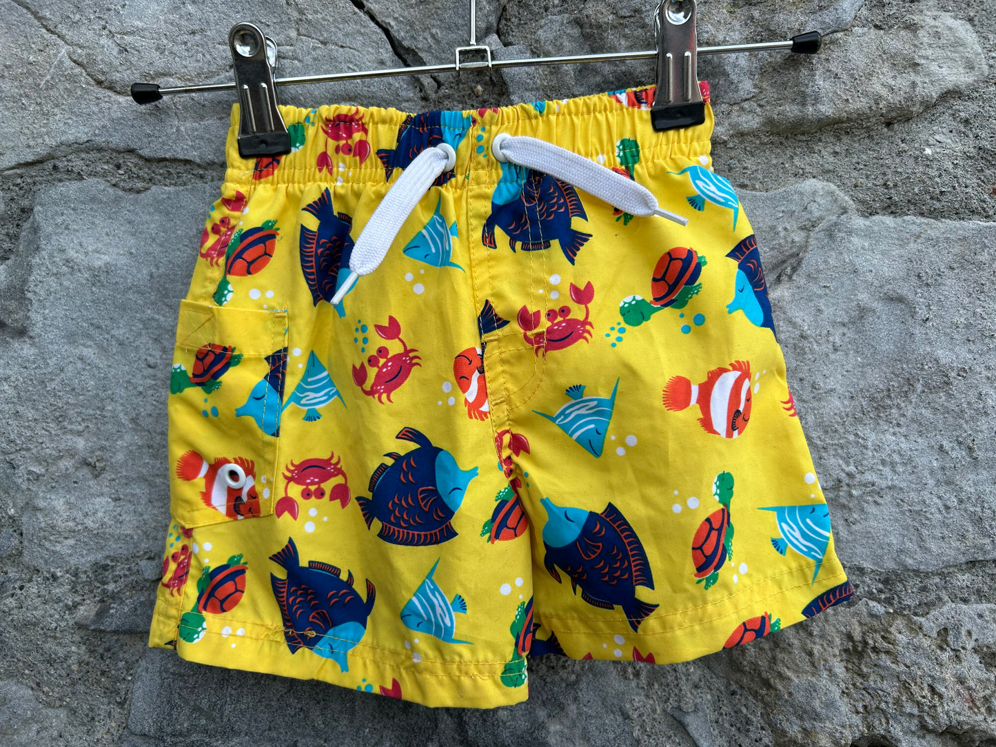 Fish yellow swim shorts  18-24m (86-92cm)