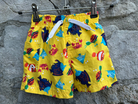 Fish yellow swim shorts  18-24m (86-92cm)