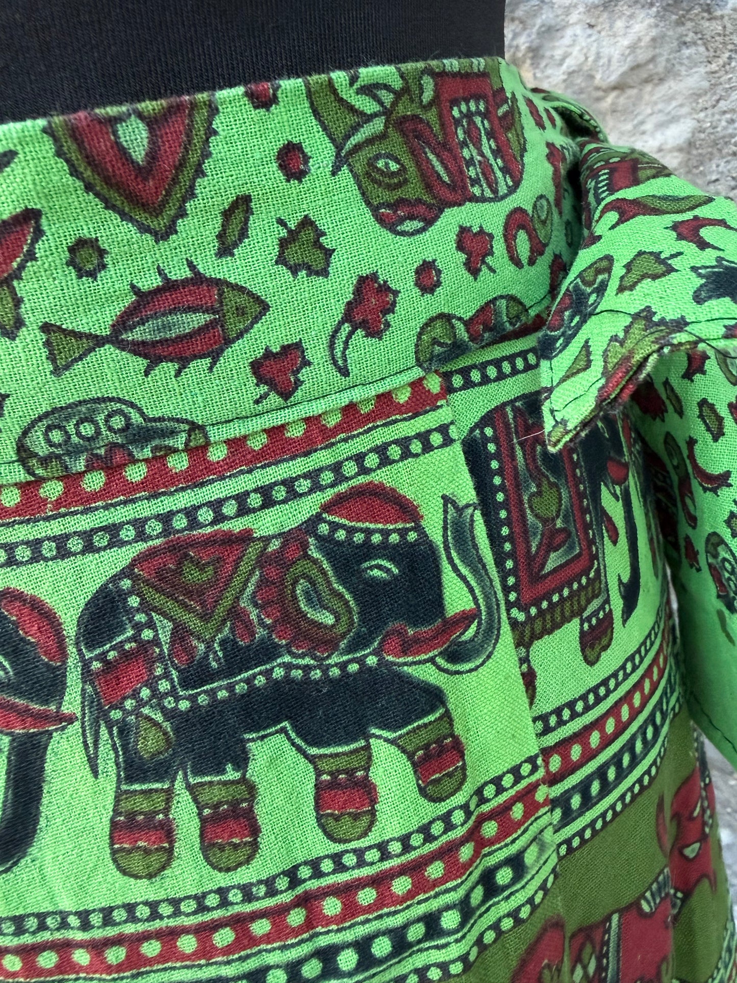 90s green elephants wrap skirt uk 8-12
