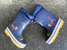 Load image into Gallery viewer, Navy lined wellies   uk 7 (eu 24)
