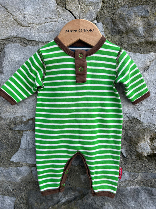 Reversible Green&blue stripy onesie  newborn (50cm)