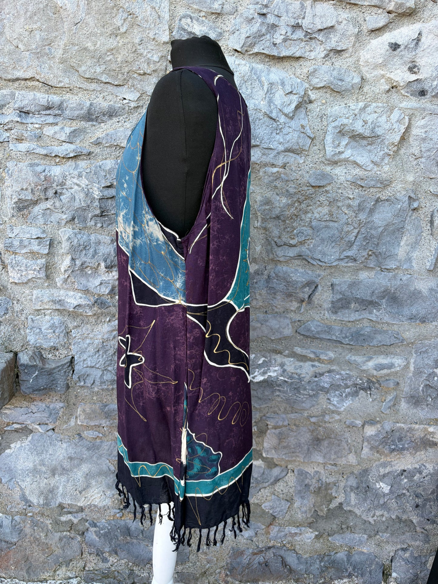90s purple batik-style tunic uk 12