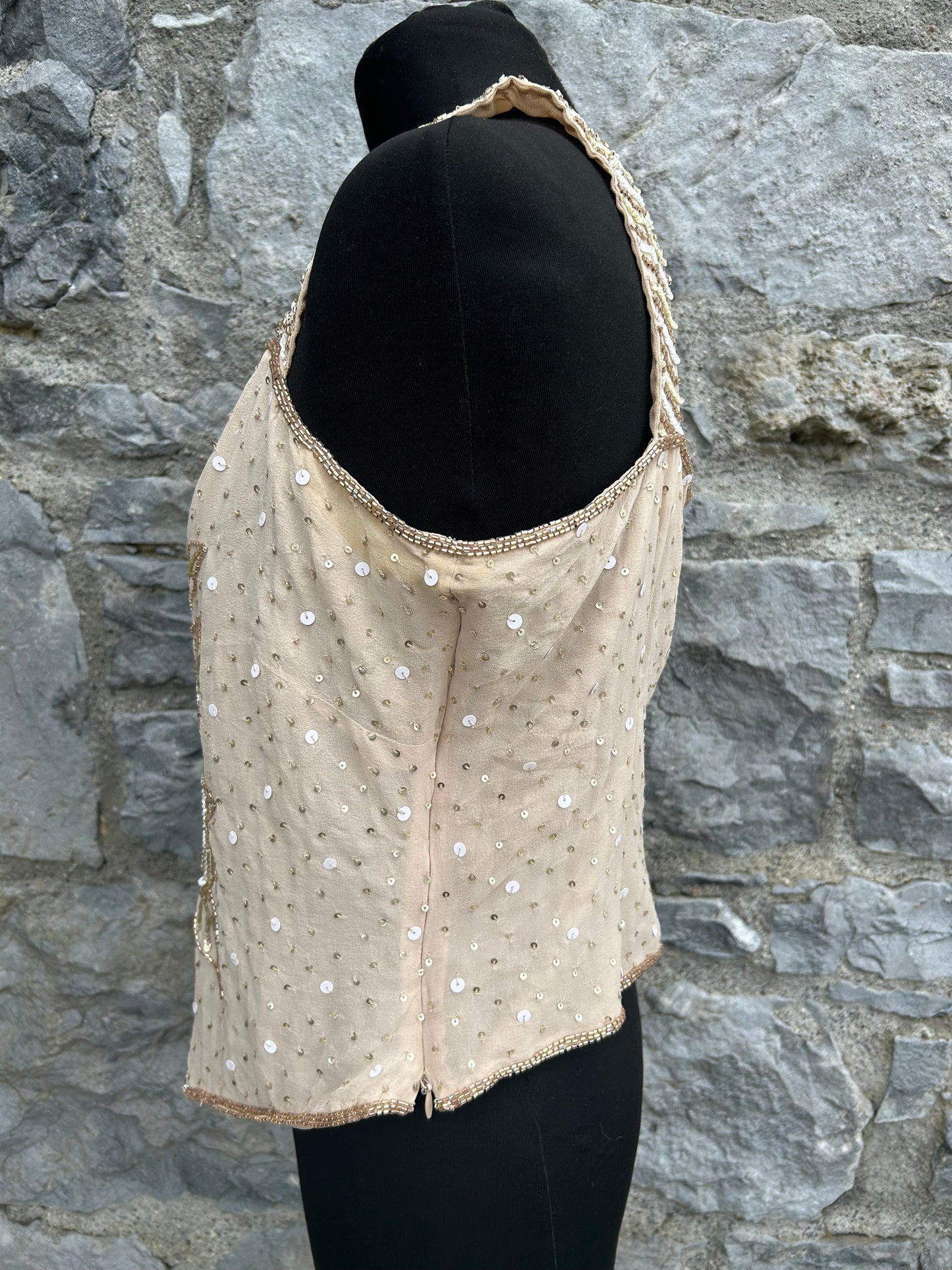 90s beige sequin top uk 12