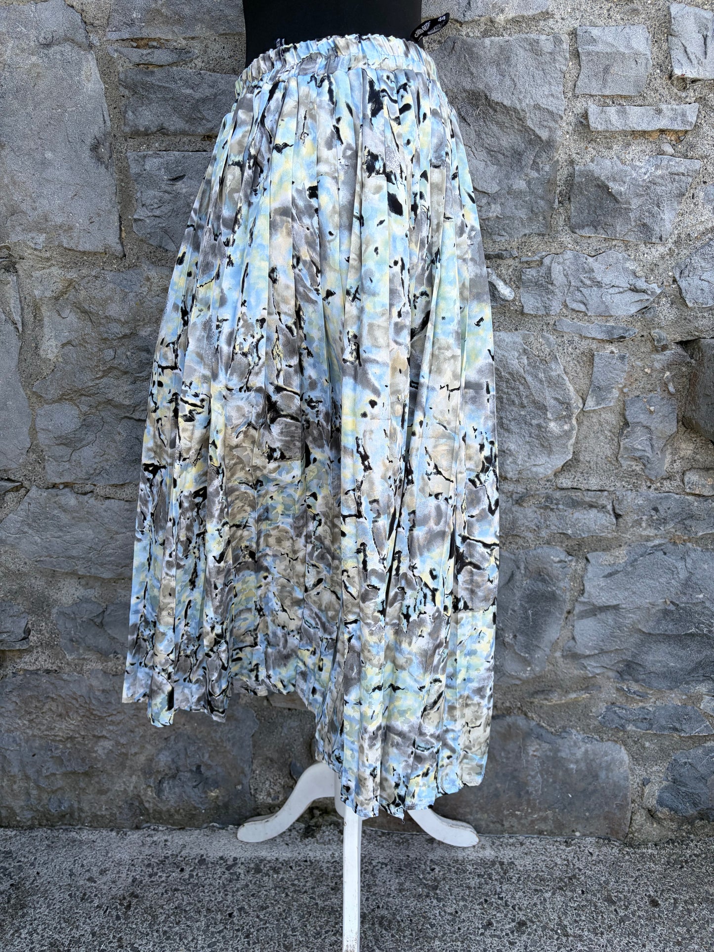 80s grey abstract pleated skirt uk 12-14
