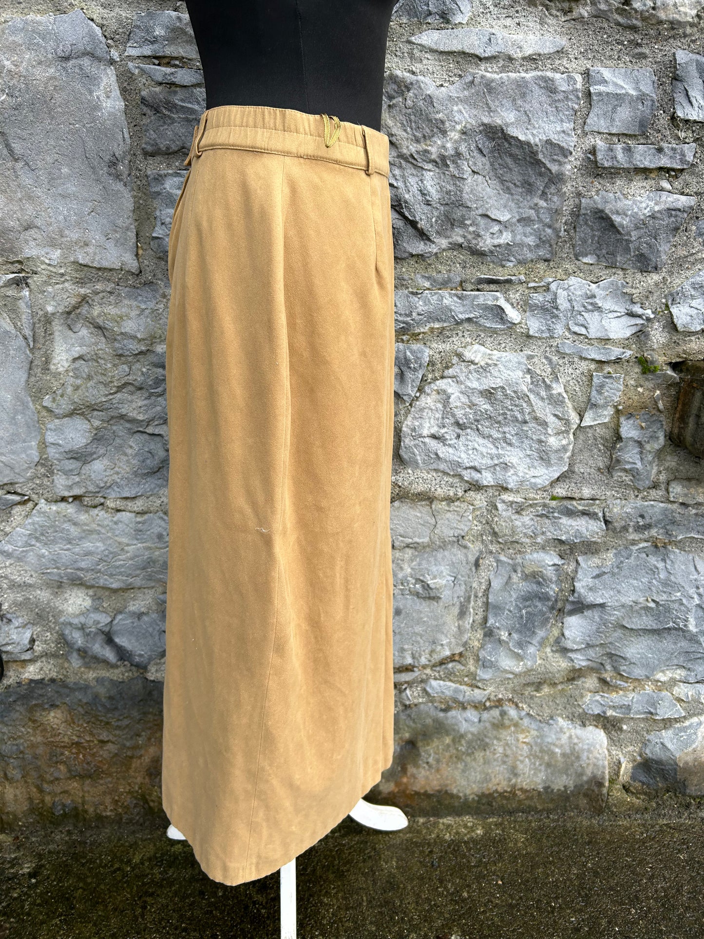 90s camel brown midi skirt uk 12