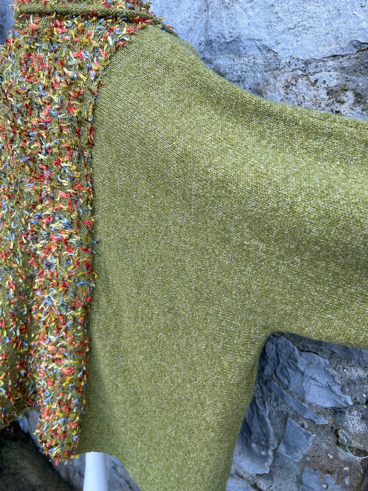 Green cardigan with multicolored textured yarn uk 16-20