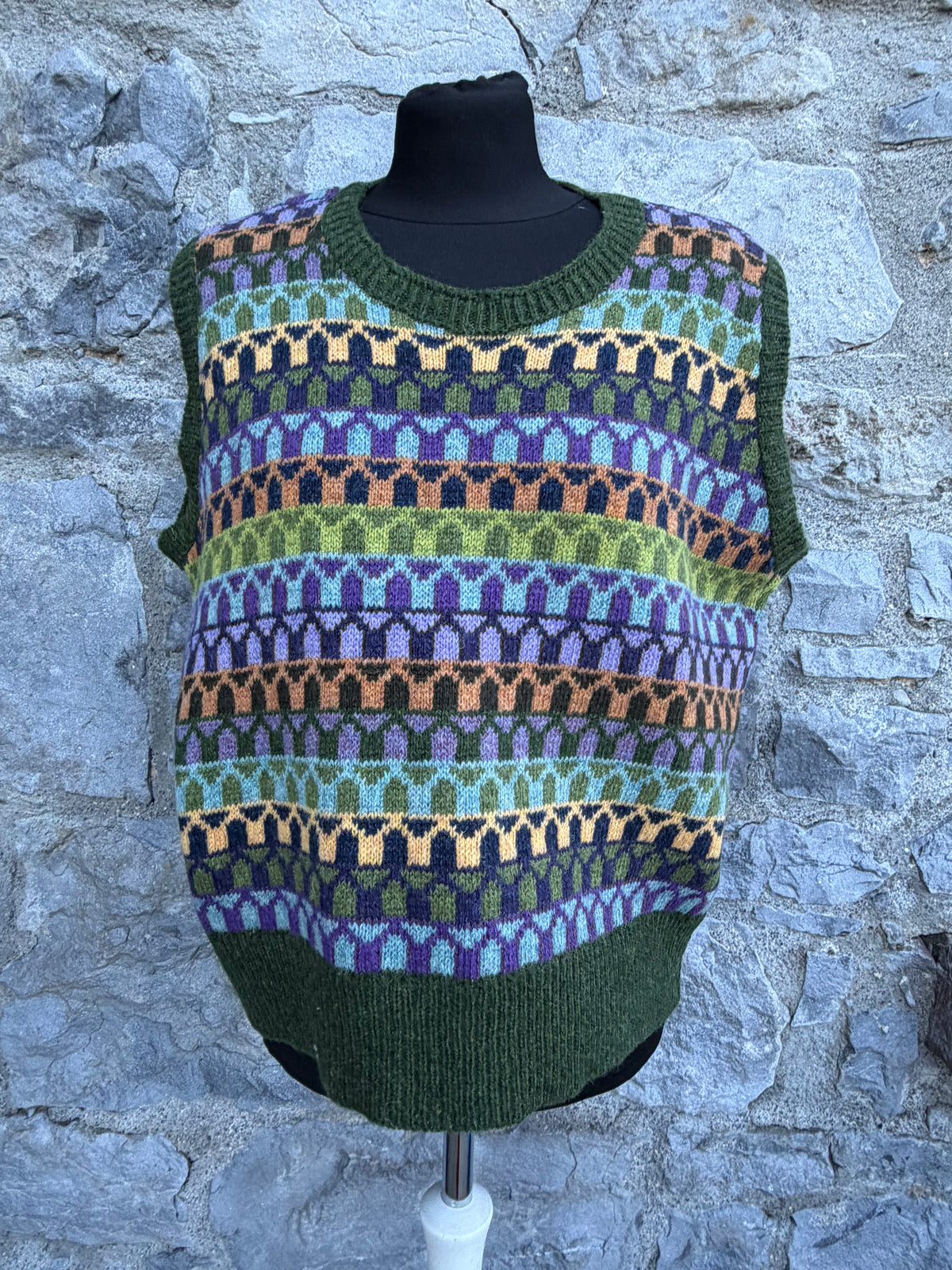 Green geometric sleeveless jumper uk 14