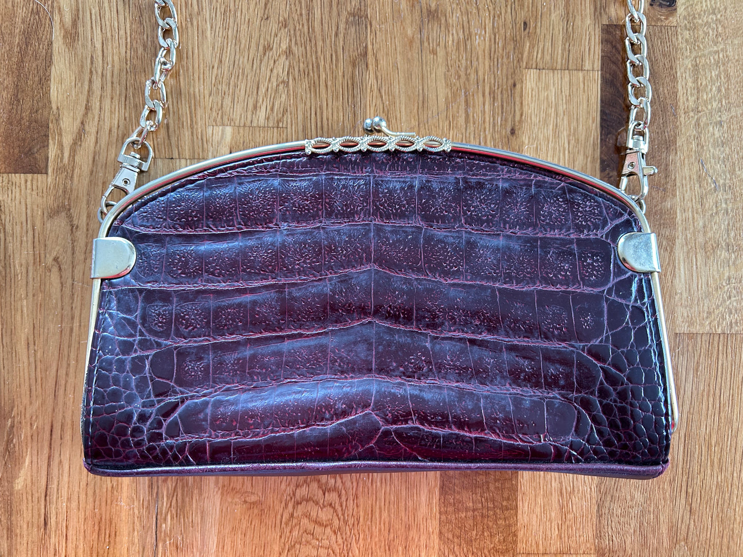 Maroon golden chain bag