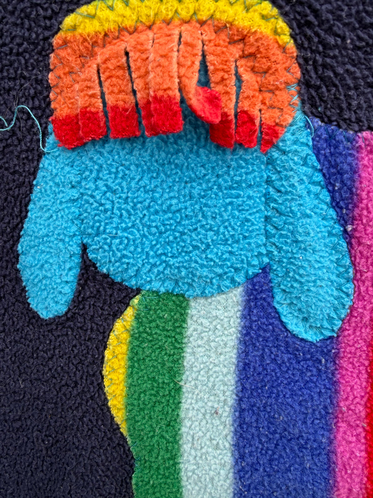 Rainbow sheep fleece hoodie  4y (104cm)