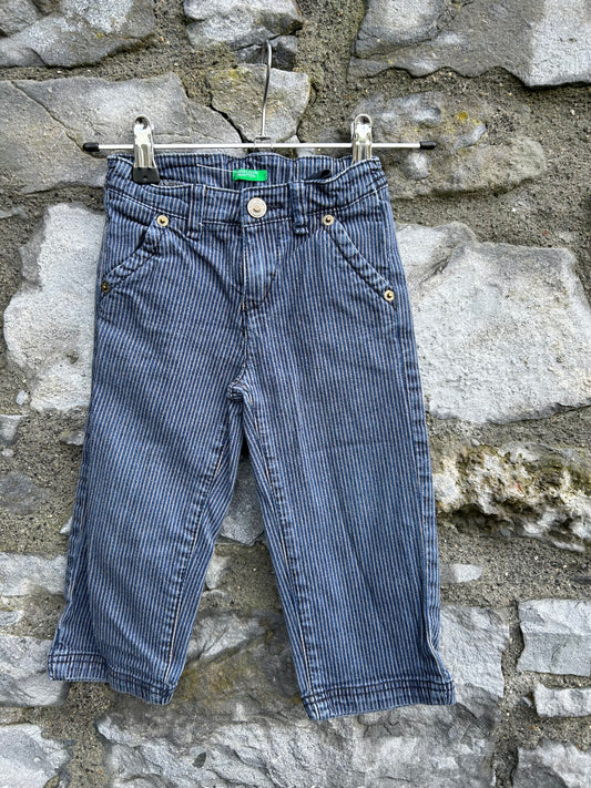 Y2K blue stripy jeans  12m (80cm)