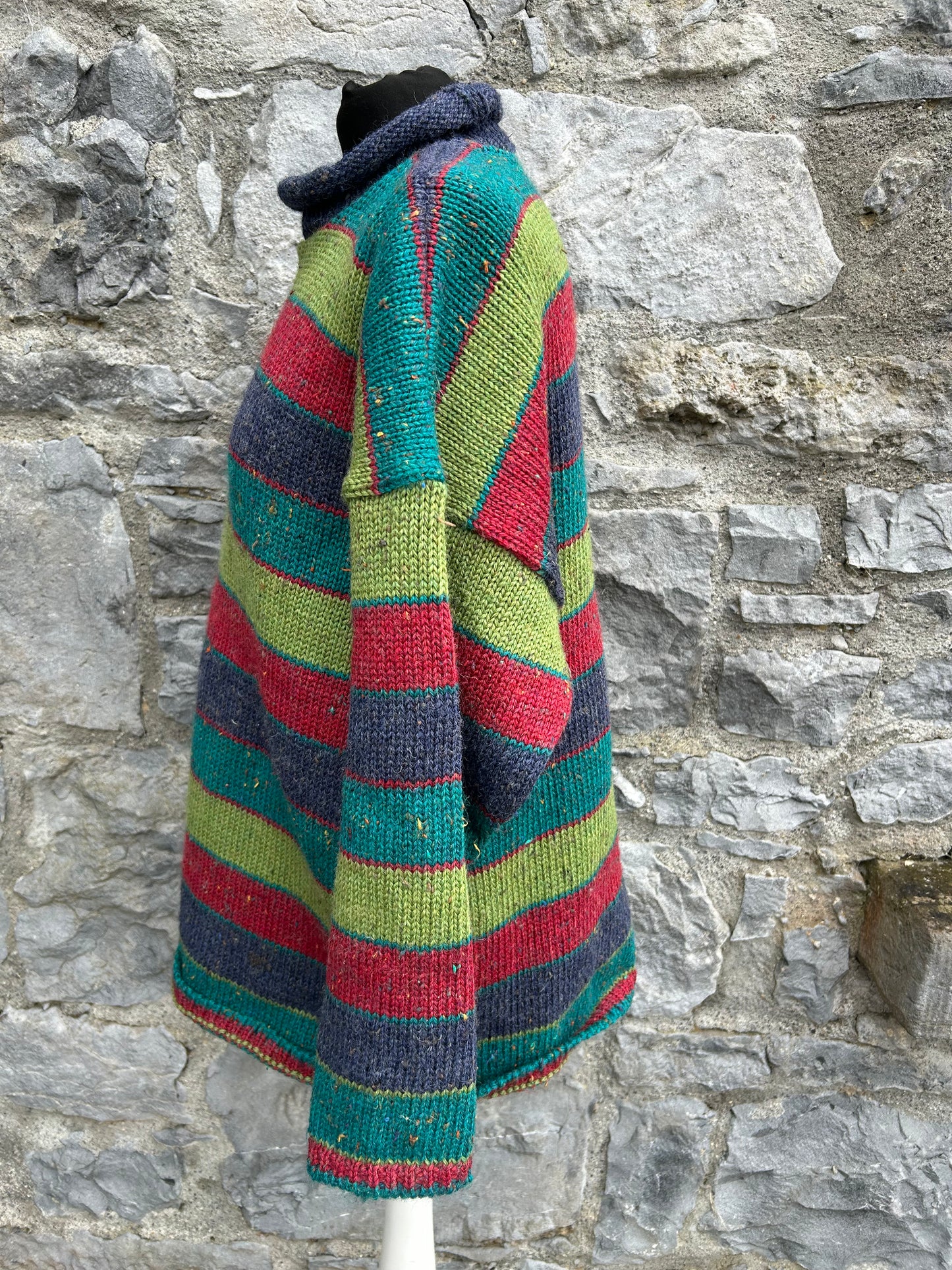 Green&red&grey panel woolly jumper uk 14-16