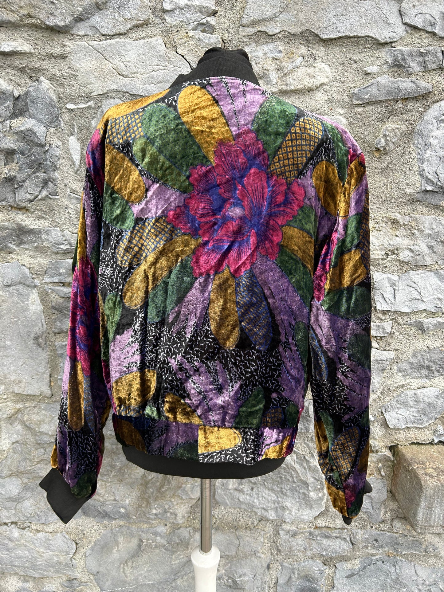 80s floral velvet bomber jacket uk 12-14