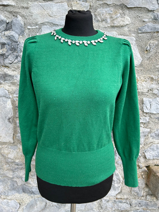 Green jumper with sparkle neckline uk 10-12