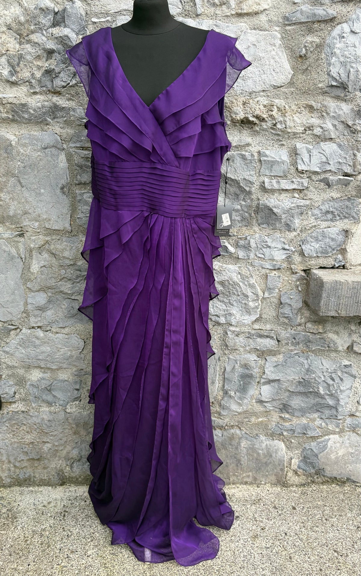 Purple chiffon evening dress uk 16-18