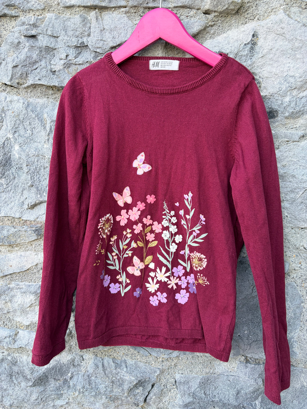 Meadow flowers maroon jumper 9-10y (134-140cm)
