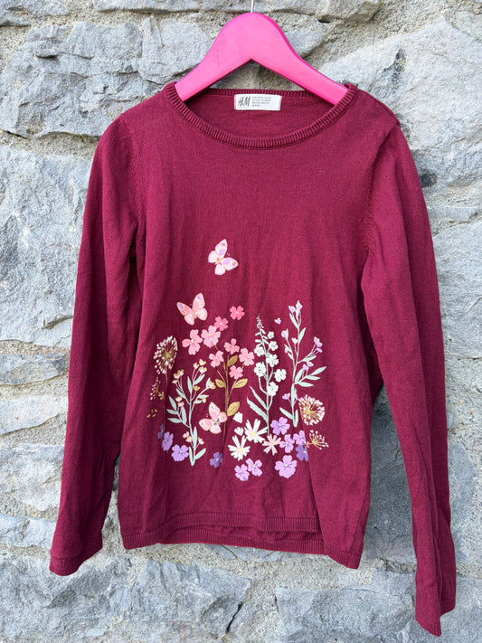 Meadow flowers maroon jumper 9-10y (134-140cm)