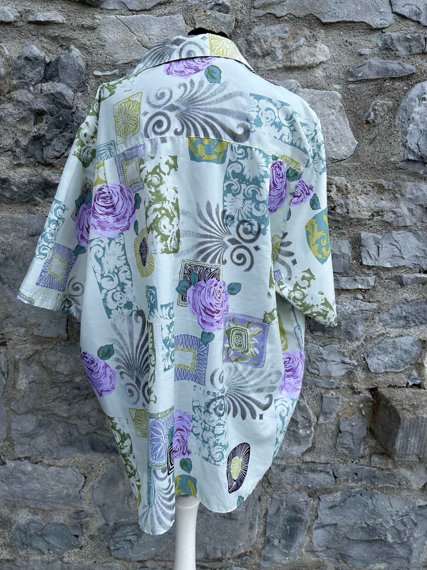 90s green patchwork shirt Large