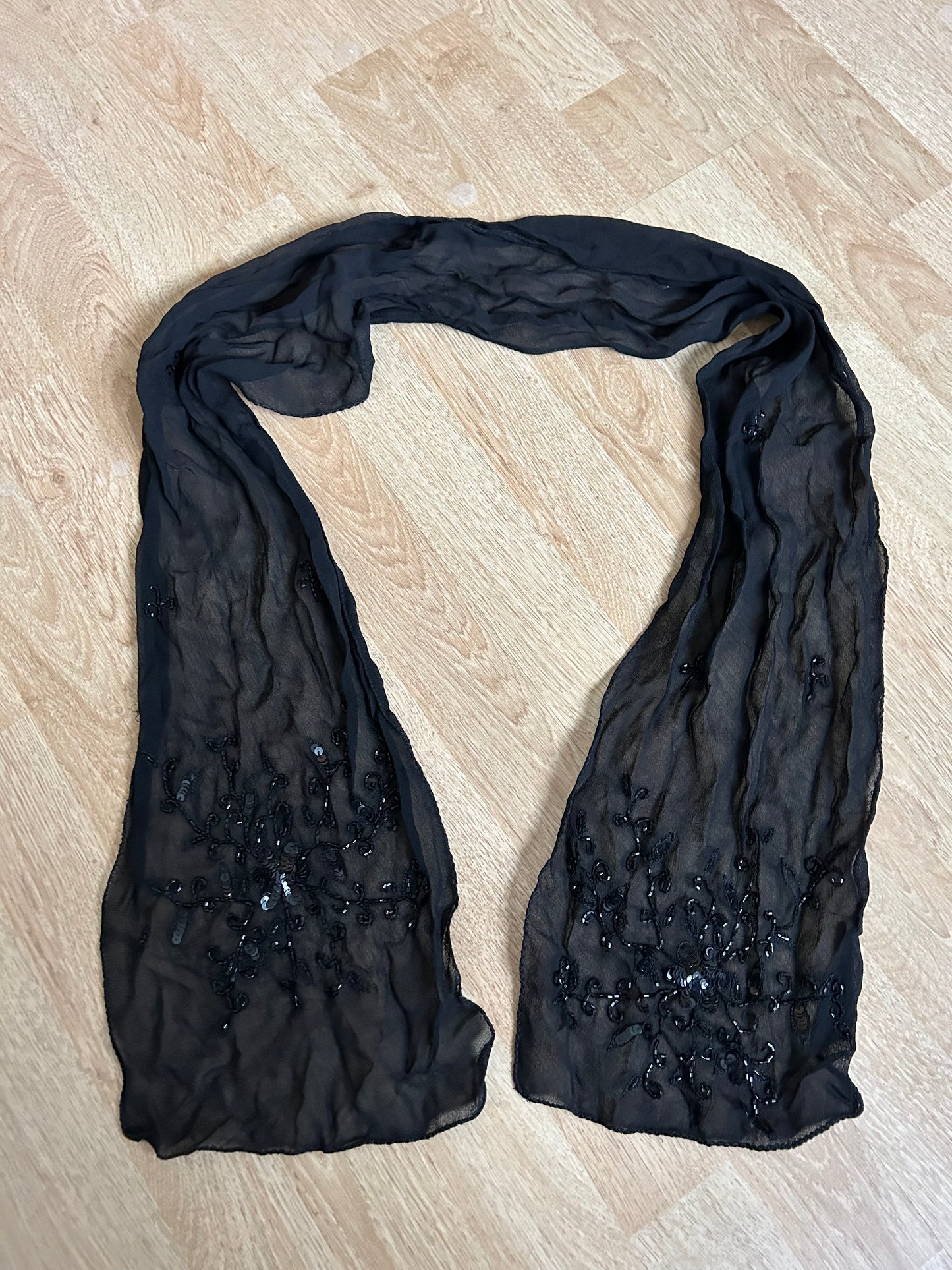 Black sequin scarf