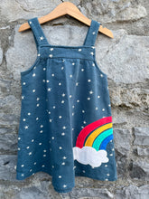 Load image into Gallery viewer, Navy sweat rainbow pinafore 3-4y (98-104cm)
