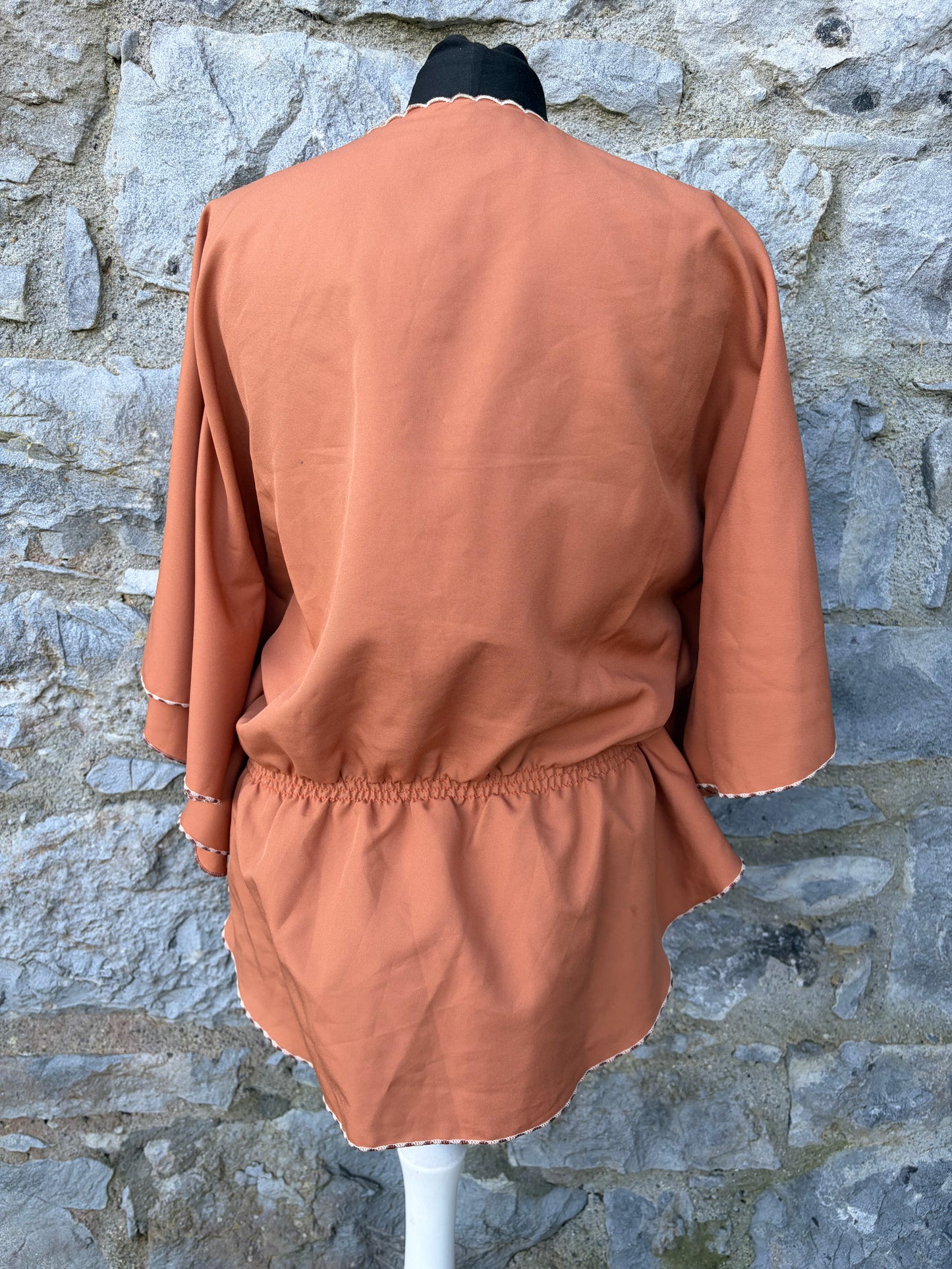 80s brown embroidered top uk 8