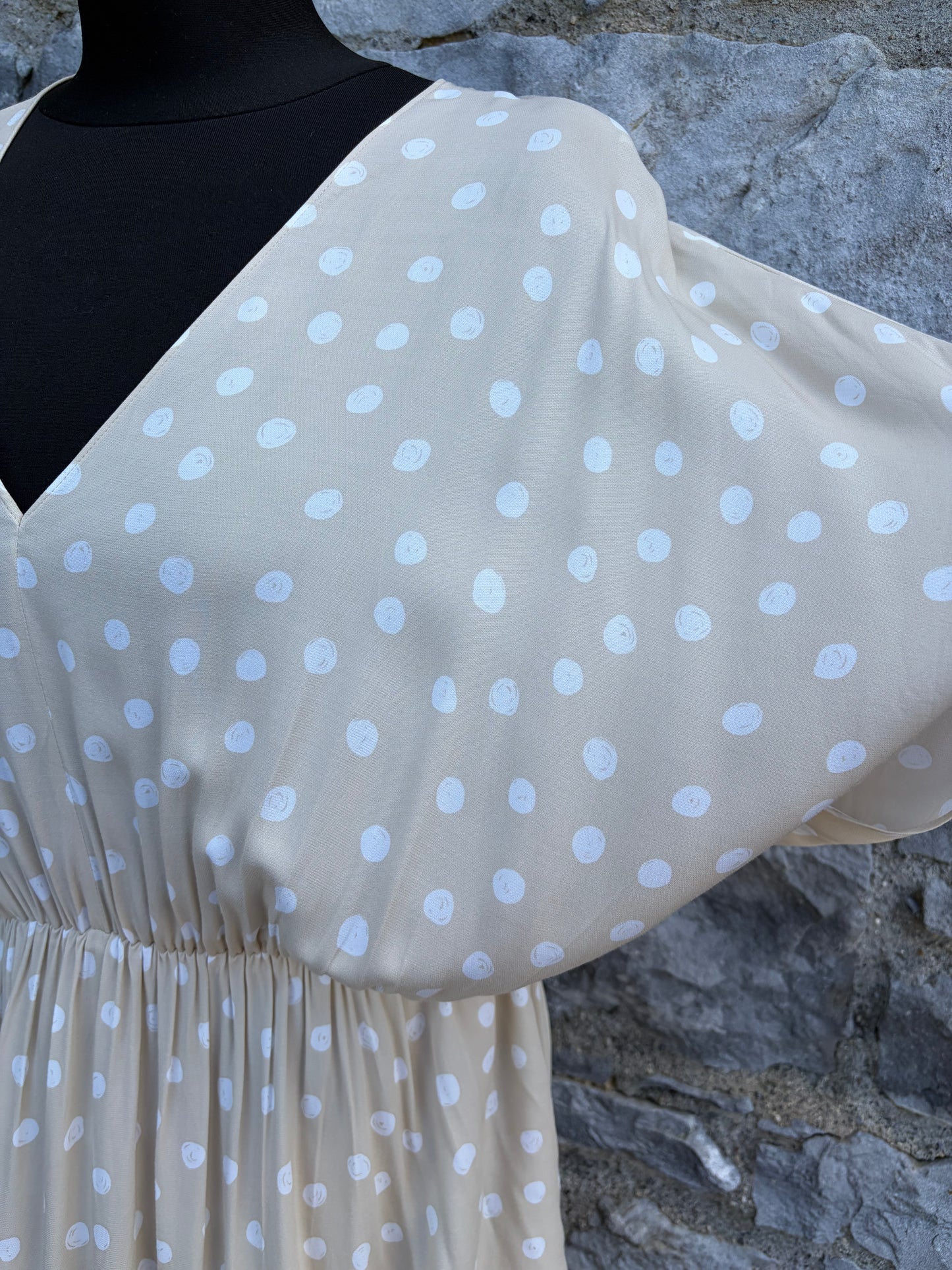90s polka dots beige dress uk 10-12