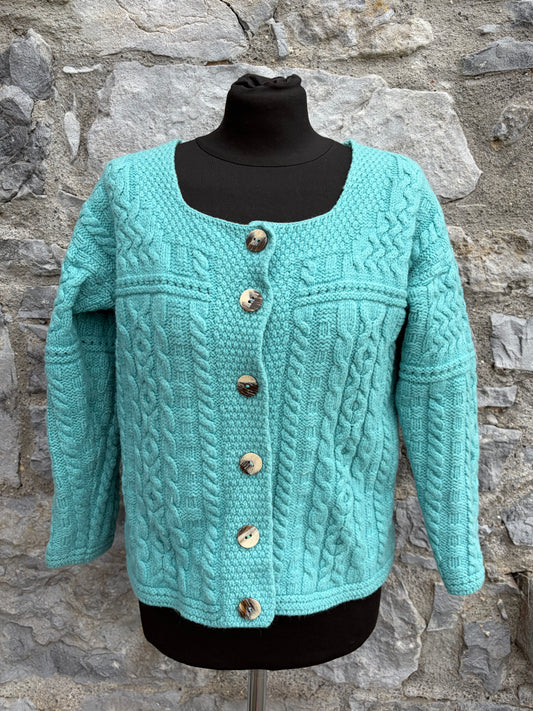 Aran style aquamarine cardigan uk 6-8
