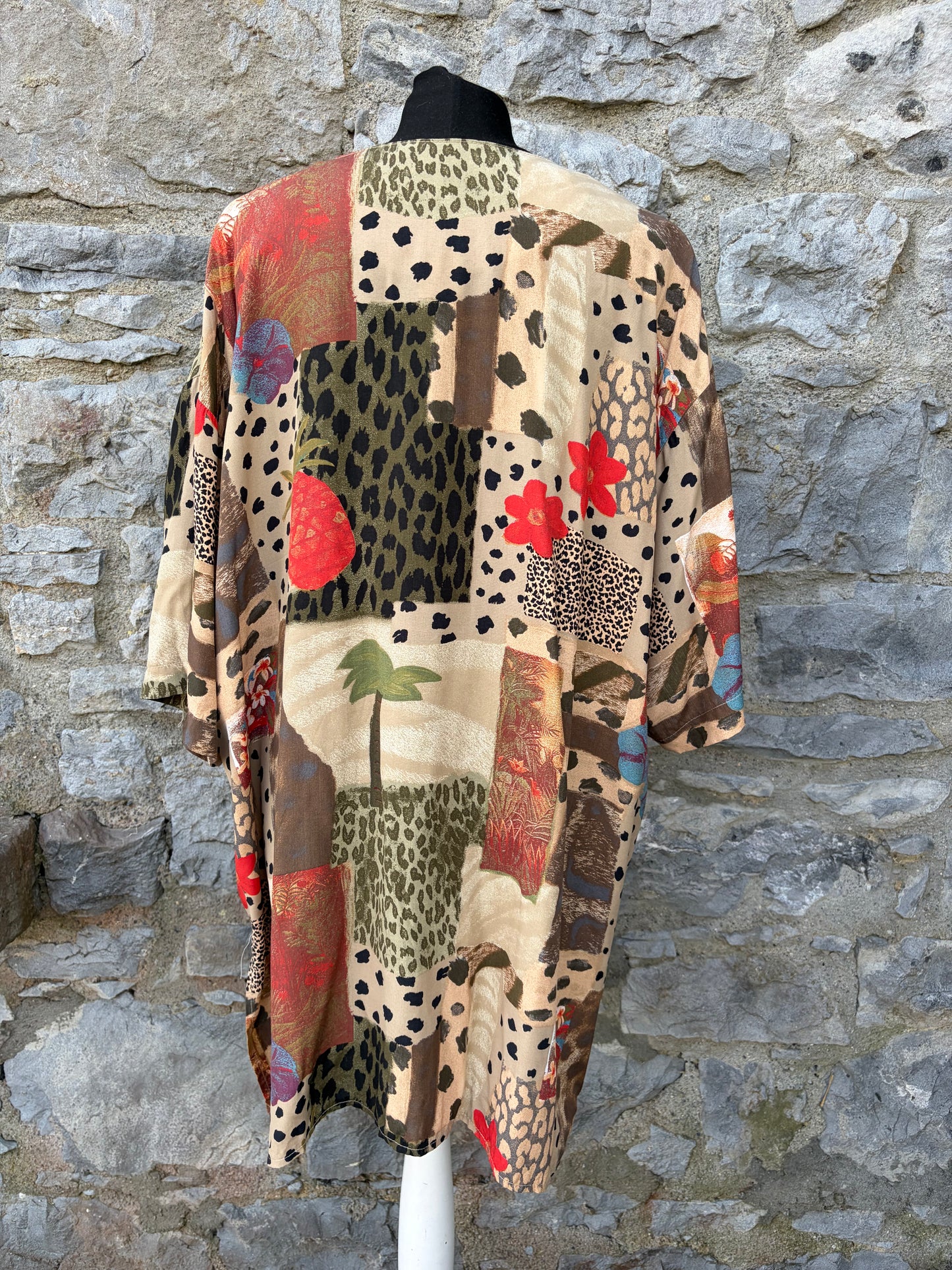 80s brown patchwork shirt uk 18-22