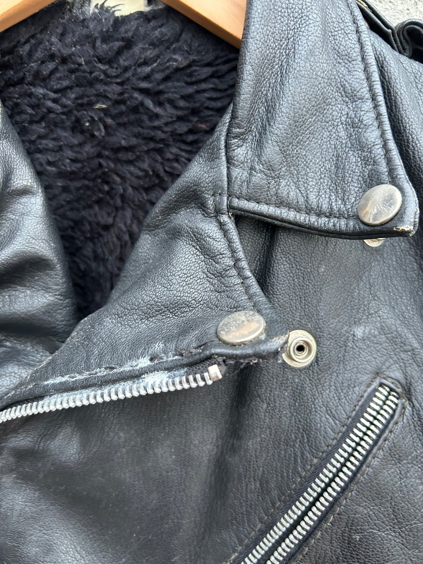 90s leather biker jacket   4-5y (104-110cm)