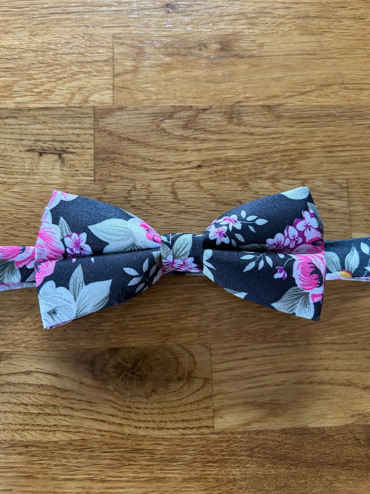 Black flower bow tie