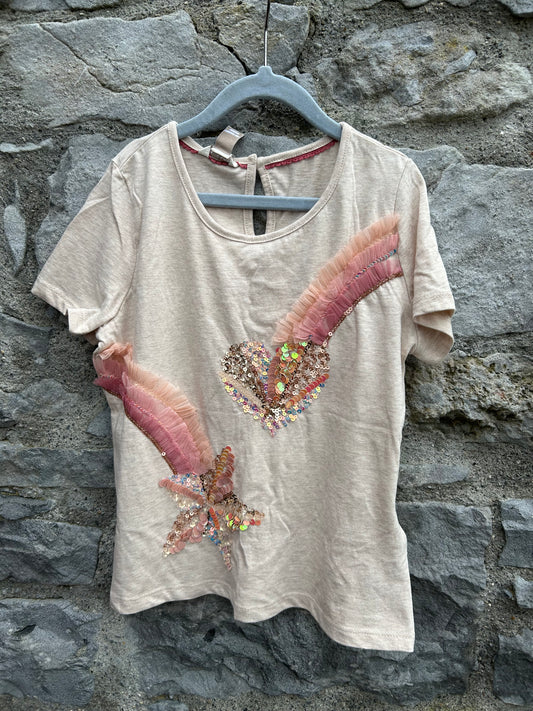 Sequin beige T-shirt 9-10y (134-140cm)