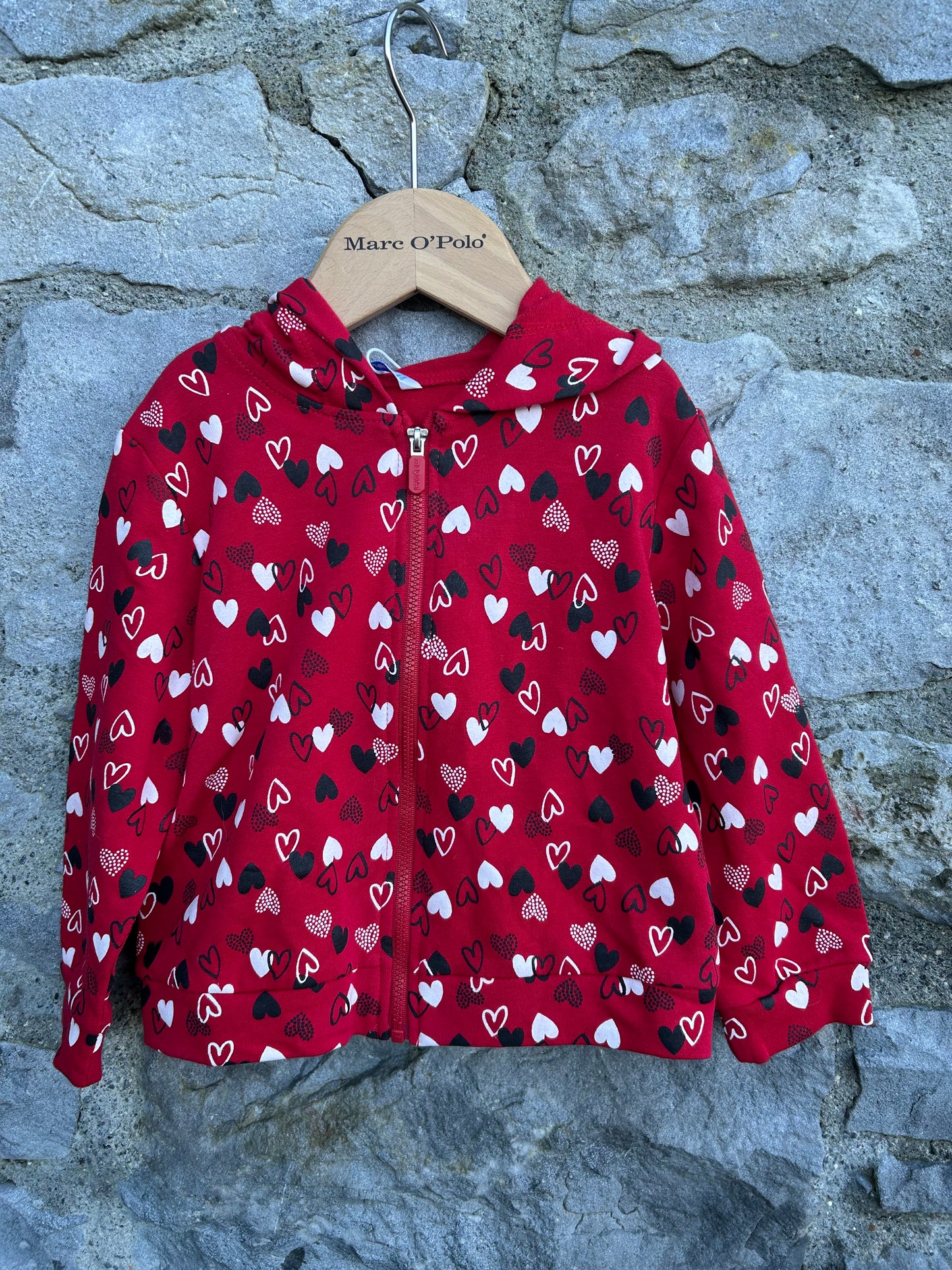 Hearts red hoodie  2-3y (92-98cm)