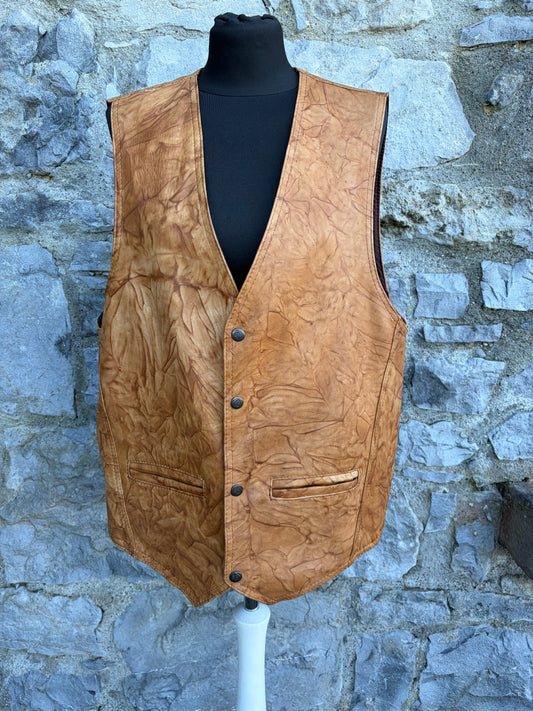 80s brown leather gilet XL