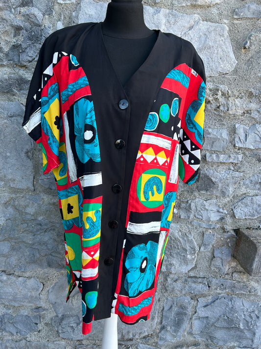 80s colourful geometric shirt uk 14