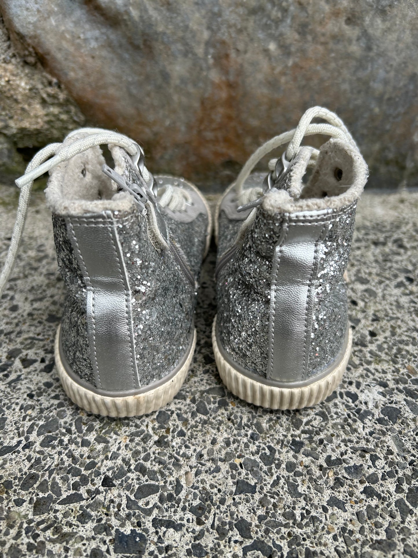 Silver glitter hi tops lined trainers  uk 11.5 (eu 30)