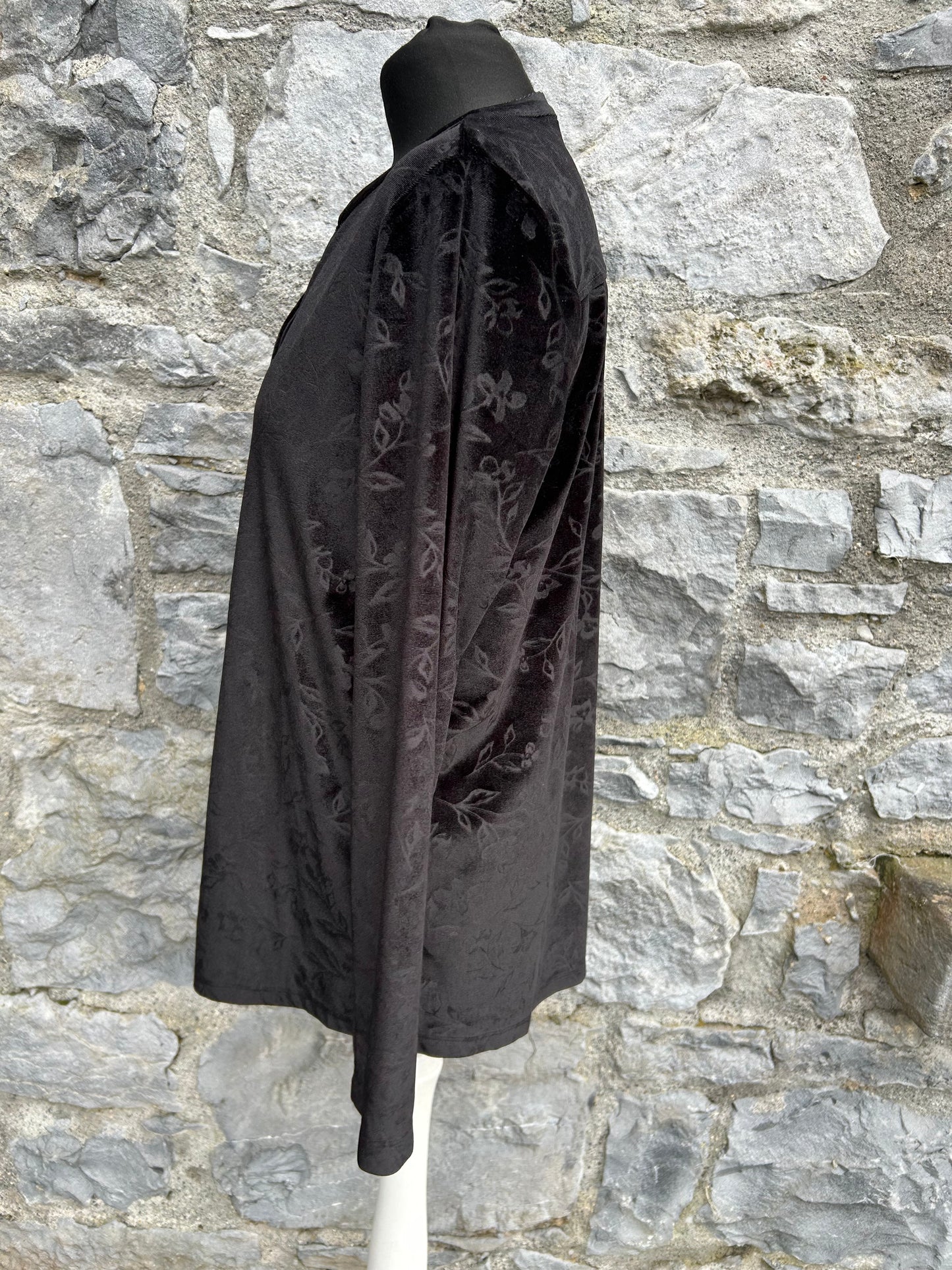 Black floral velvet shirt uk 12