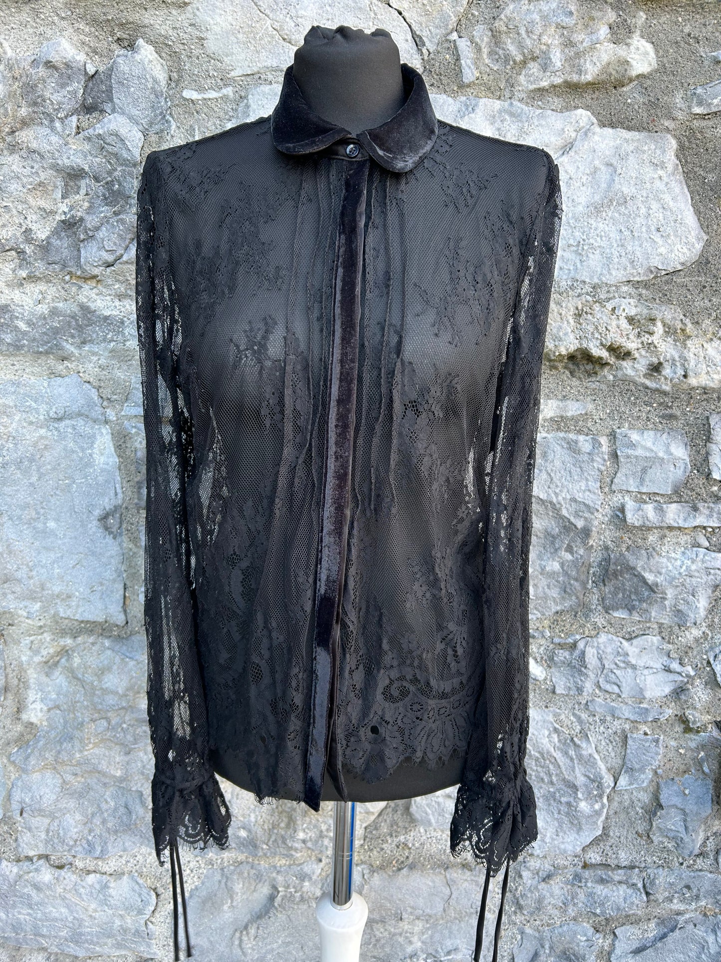 Black lace sheer blouse uk 12