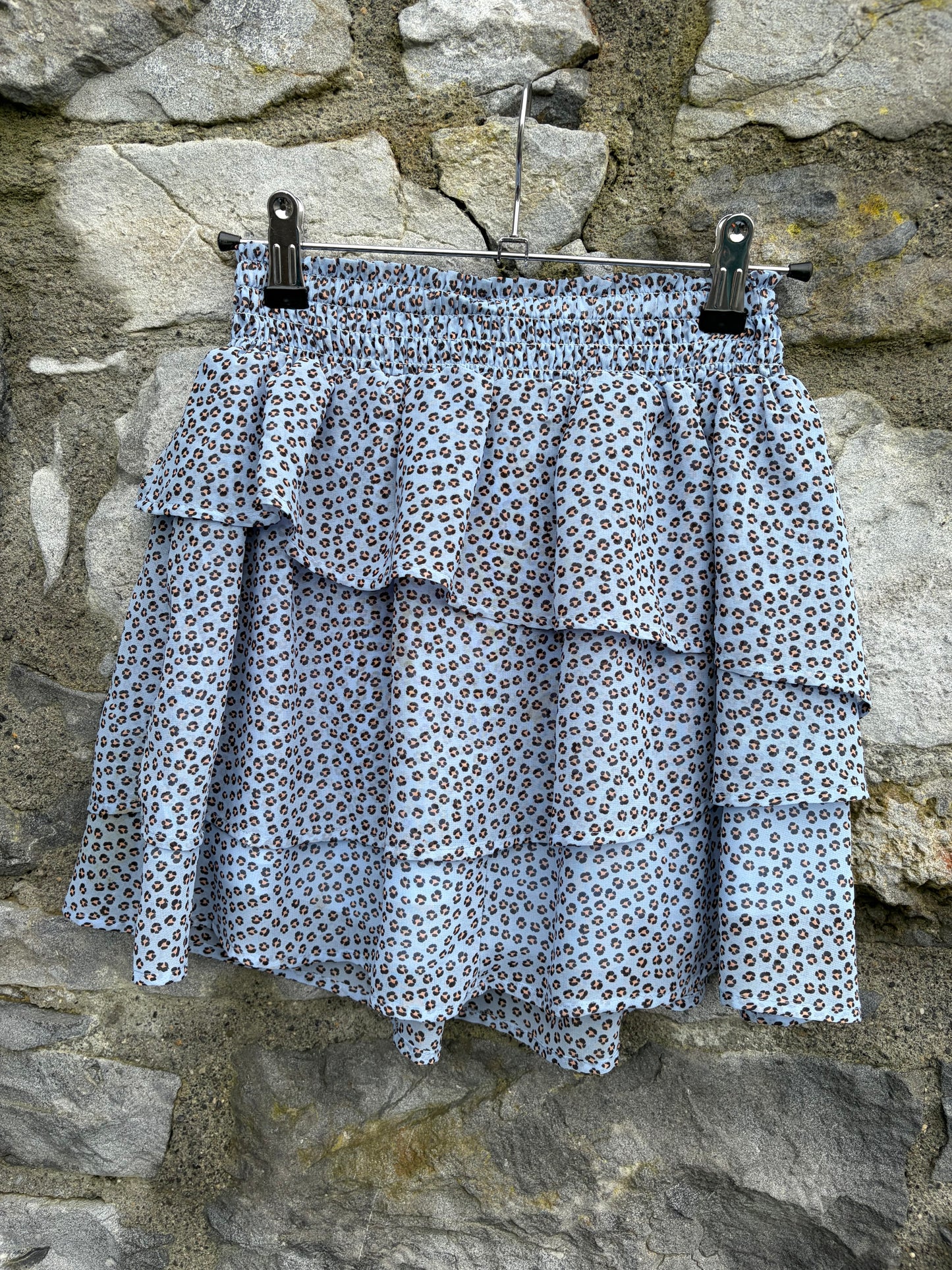 Blue leopard print tiered skirt 9-10y (134-140cm)