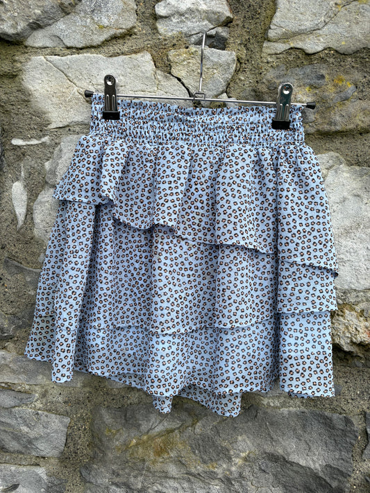 Blue leopard print tiered skirt 9-10y (134-140cm)
